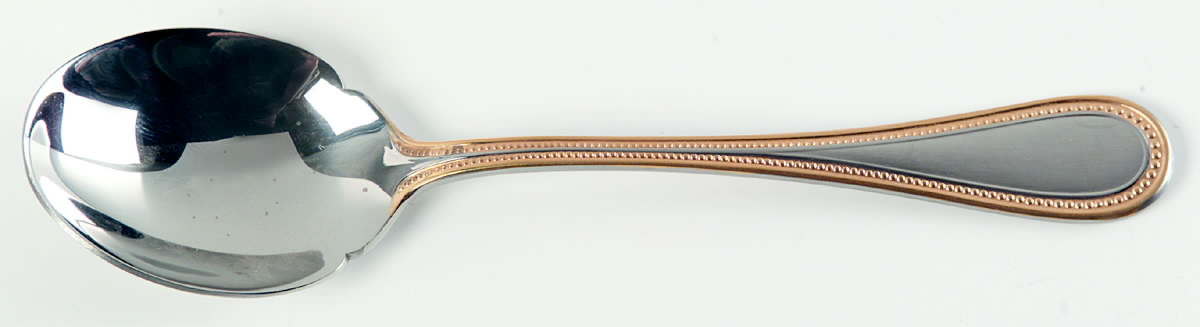 Beaded Antique Gold (Stainless, Gold Accent, Satn) Sugar Spoon by Towle Silver-1