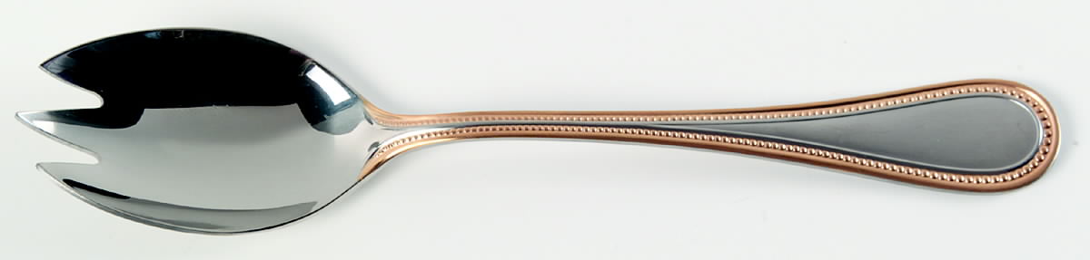 Beaded Antique Gold (Stainless, Gold Accent, Satn) Pierced Tablespoon (Serving Spoon) by Towle Silver-1