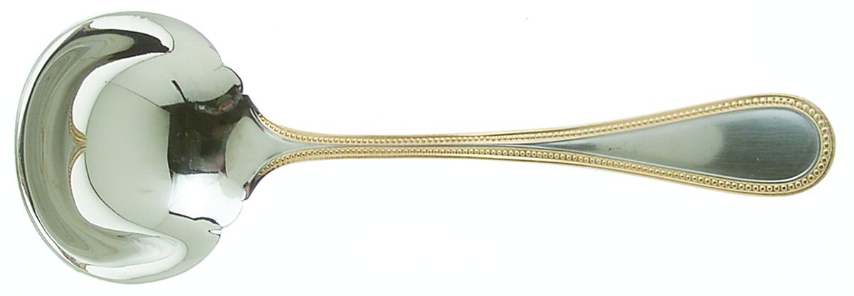 Beaded Antique Gold (Stainless, Gold Accent, Satn) Solid Gravy Ladle by Towle Silver-1