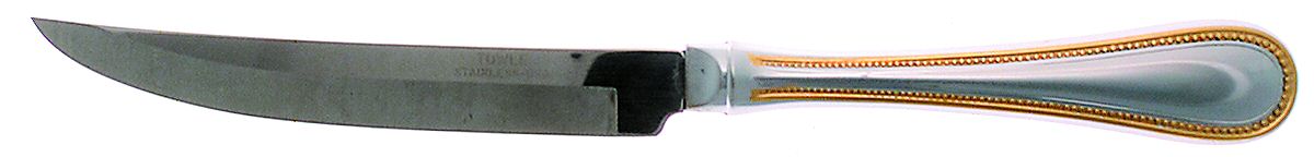 Beaded Antique Gold (Stainless, Gold Accent, Satn) Individual Steak Knife Hollow Handle by Towle Silver-1