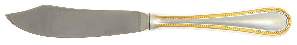 Beaded Antique Gold (Stnl, Gold Accent, Korea, Satin) Individual Solid Fish Knife by Towle Silver-1