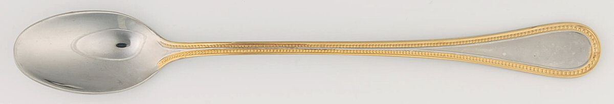 Beaded Antique Gold (Stainless, Gold Accent, Satn) Iced Tea Spoon by Towle Silver-1