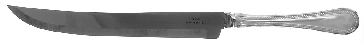 Beaded Antique (Silverplate, 1977) Large Stainless Blade Roast Carving Knife by Towle Silver-1