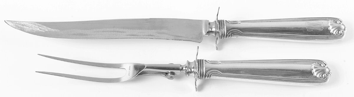 Benjamin Franklin (Sterling, 1904, T-Lion, No Mono) Large 2-Piece Roast Carving Set w/Stainless Blade by Towle Silver-1