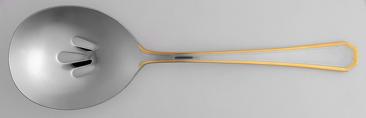 Beacon Hill (Stainless, Gold Accent) Pierced Tablespoon (Serving Spoon) by Towle Silver-1