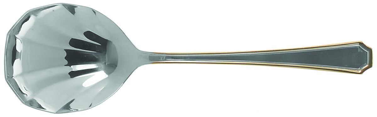 Beacon Hill (Stainless, Gold Accent) Pierced Solid Serving Spoon by Towle Silver-1
