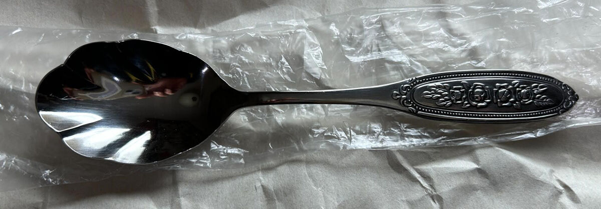 Beaded Rose (Stainless) Sugar Shell Spoon by Towle Silver-1