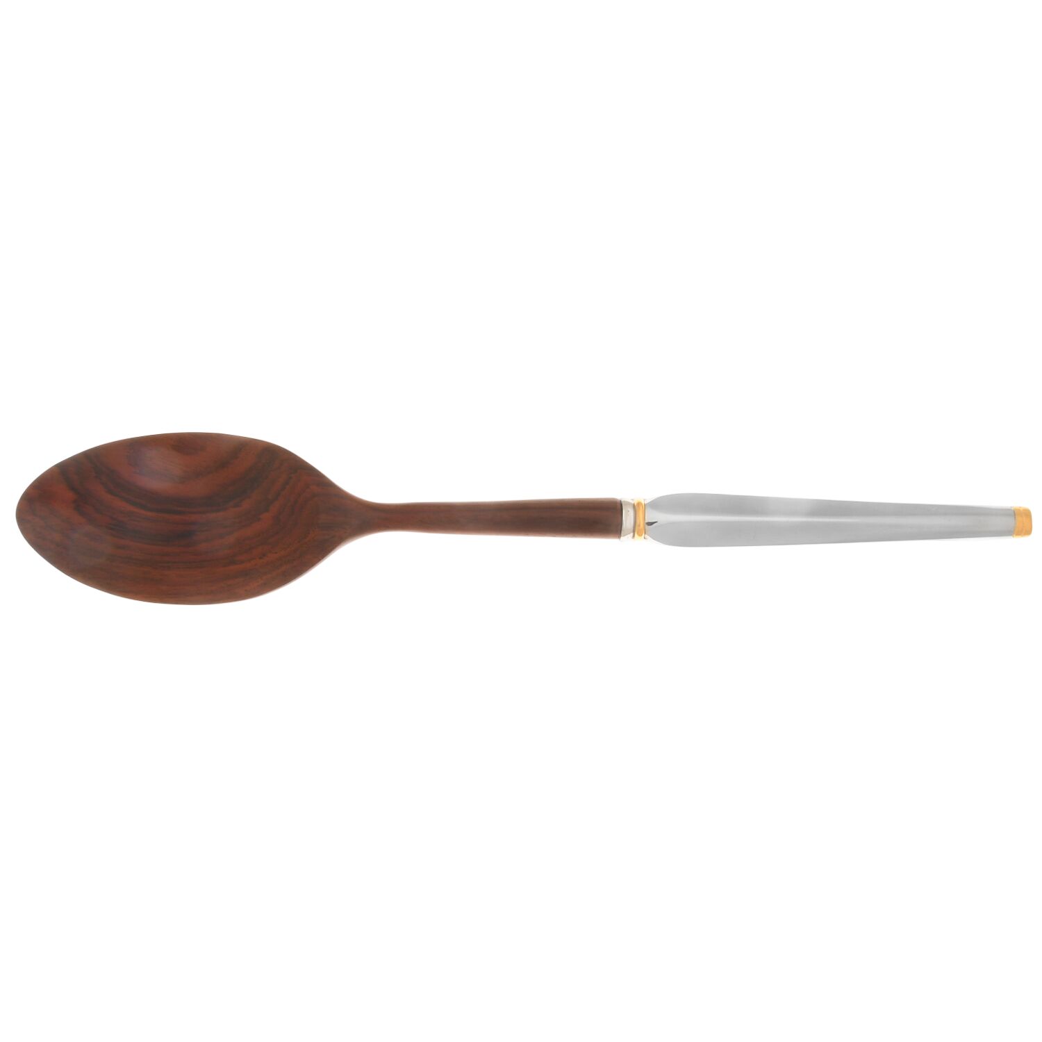 Black Tie (Stainless, Gold Accent) Salad Serving Spoon with Wooden Bowl HC by Towle Silver-1