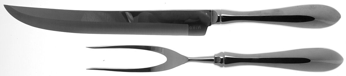 Boston Antique (Stainless, Glossy) Large 2-Piece Roast Carving Set w/Stainless Blade by Towle Silver-1