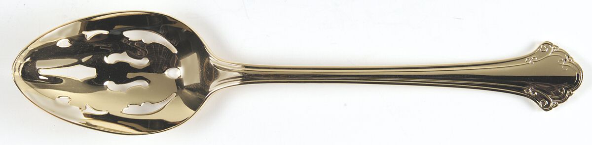 Boston Chippendale Gold (Gold Electroplate) Pierced Tablespoon (Serving Spoon) by Towle Silver-1