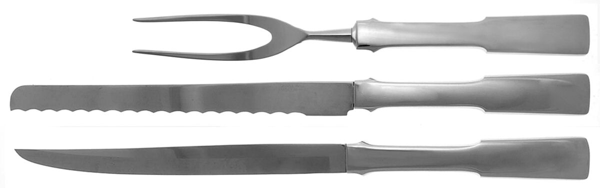 Byfield (Stainless-Cutlery) 3 Piece Set (Bread Knife &Large Carving Set) by Towle Silver-1