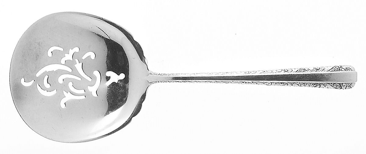 Candlelight (Sterling, 1934, No Monos) Solid Bon Bon Spoon with Pierced Bowl by Towle Silver-1