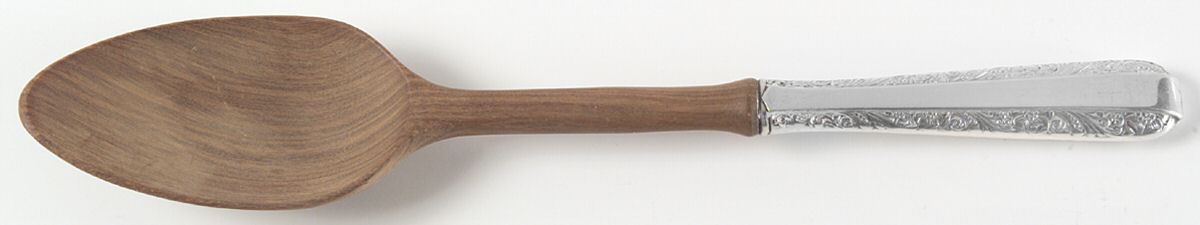 Candlelight (Sterling, 1934, No Monos) Salad Serving Spoon Wooden Bowl by Towle Silver-1