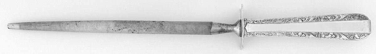 Candlelight (Sterling, 1934, No Monos) Large Knife Sharpener w/Steel Rod & Sterling Guard by Towle Silver-1