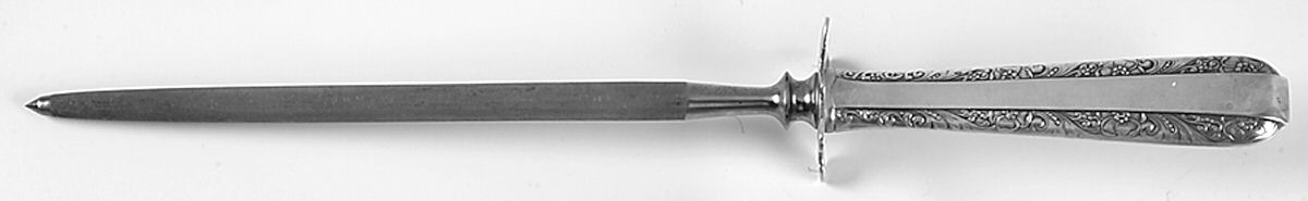 Candlelight (Sterling, 1934, No Monos) Large Knife Sharpener-Steel Rod w/Sterling Guard by Towle Silver-1
