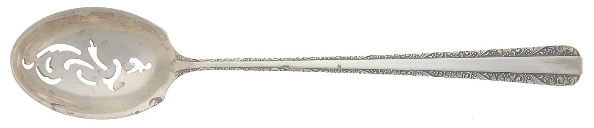 Candlelight (Sterling, 1934, No Monos) Pierced Bowl Short Handle Olive Spoon by Towle Silver-1