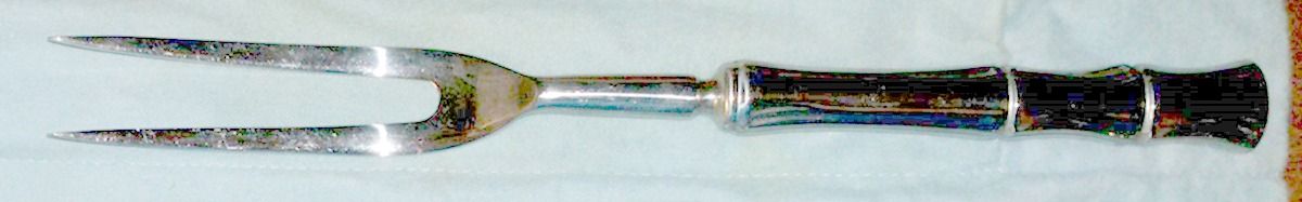 Cane (Stainless, Satin Finish) Large Stainless-Prong Roast Carving Fork by Towle Silver-1