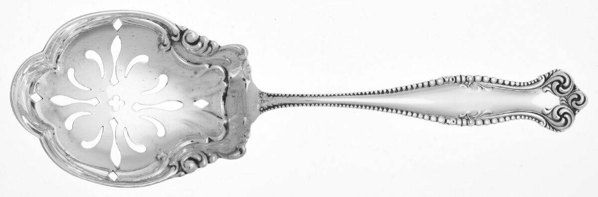 Canterbury (Sterling, 1893) Pierced Nut Serving Spoon by Towle Silver-1