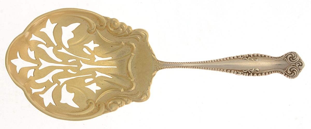 Canterbury (Sterling, 1893) Small Pierced Nut Serving Spoon by Towle Silver-1