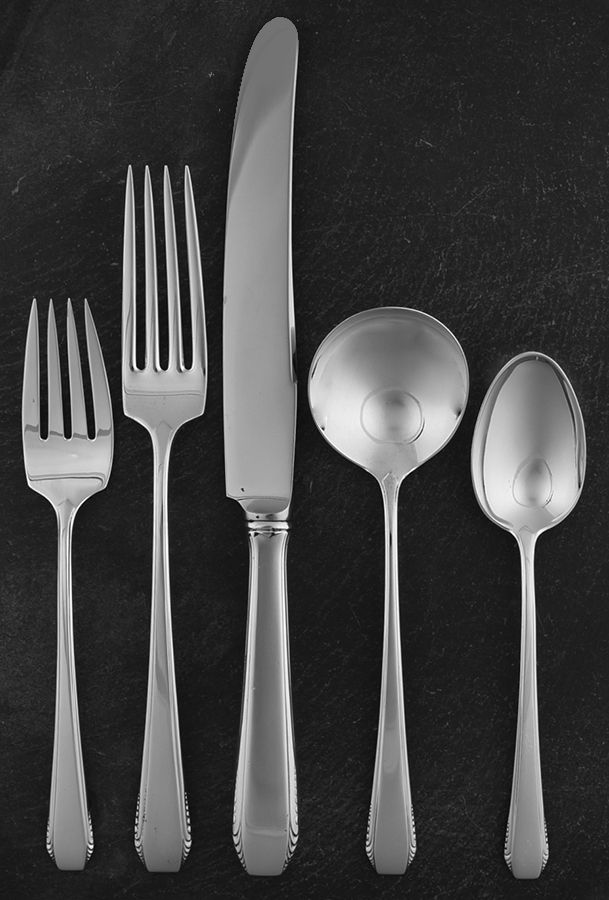Cascade (Sterling, 1933, No Monograms) 5 Piece Dinner Size Setting by Towle Silver-1