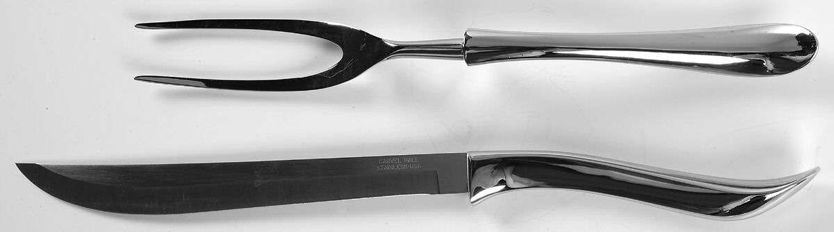 Cavalcade (Stainless-Cutlery) Large 2-Piece Roast Carving Set w/Stainless Blade by Towle Silver-1