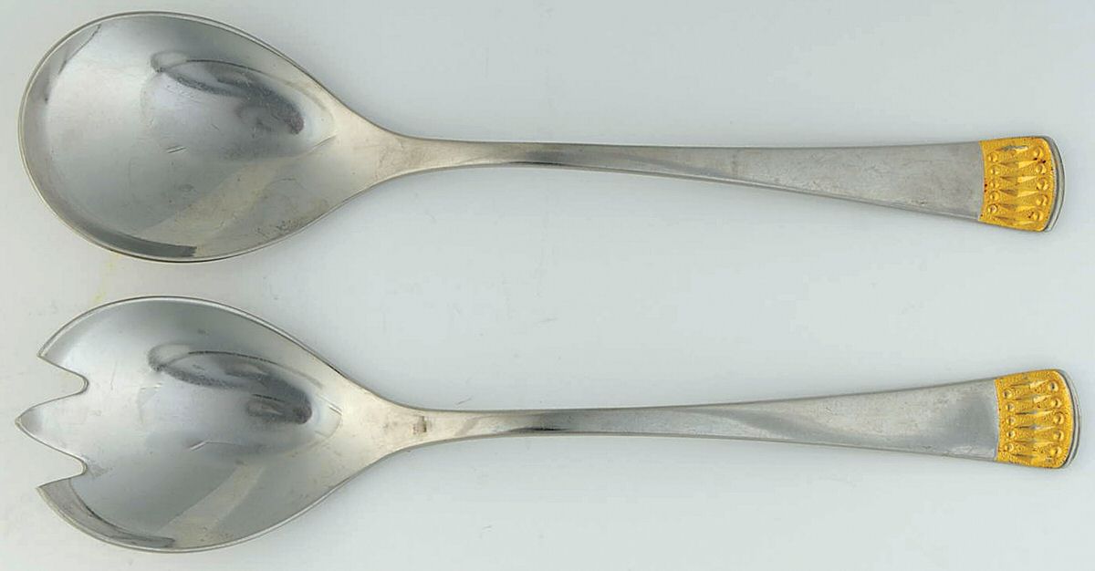Ceremony-Gold Accent (Stainless) (2 Pc) Solid Salad Set by Towle Silver-1