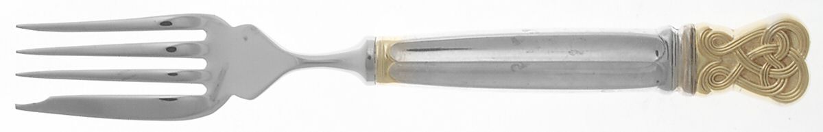 Celtic Weave Gold (Sterling) Individual Hollow Fish Fork, Stainless Tines by Towle Silver-1