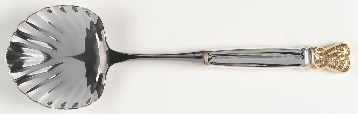 Celtic Weave Gold (Sterling) Casserole Spoon with Stainless Shell Bowl by Towle Silver-1