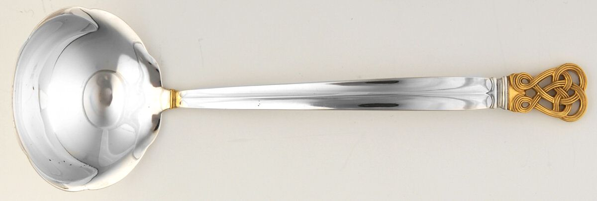 Celtic Weave Gold (Sterling) Solid Piece Cream Ladle by Towle Silver-1