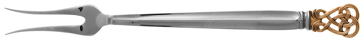 Celtic Weave Gold (Sterling) Short Handle Pickle/Olive Fork by Towle Silver-1