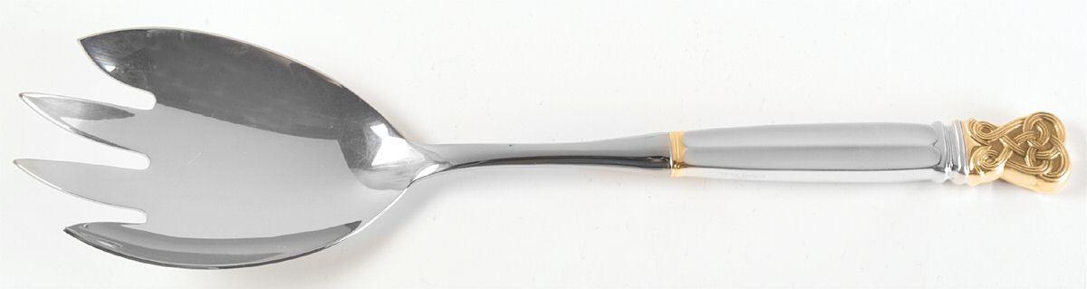 Celtic Weave Gold (Sterling) Salad Serving Fork with Stainless Prongs by Towle Silver-1