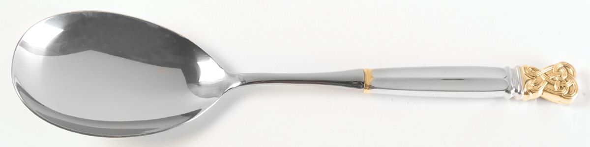 Celtic Weave Gold (Sterling) Salad Servng Spoon with Stainless Bowl by Towle Silver-1