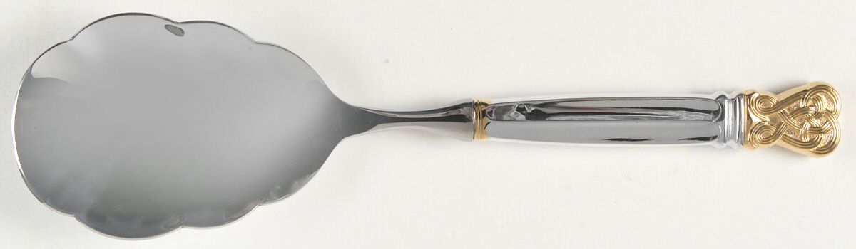 Celtic Weave Gold (Sterling) Rice Spoon-Stainless Bowl by Towle Silver-1