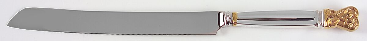 Celtic Weave Gold (Sterling) Wedding Cake Knife with Stainless Blade by Towle Silver-1