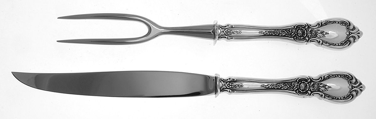 Charlemagne (Sterling, 1963) 2 Piece Small Carving Set W/ Sterling Guard by Towle Silver-1