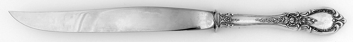 Charlemagne (Sterling, 1963) Large Carving/Roast Knife StnlBl w/Sterling Guard by Towle Silver-1