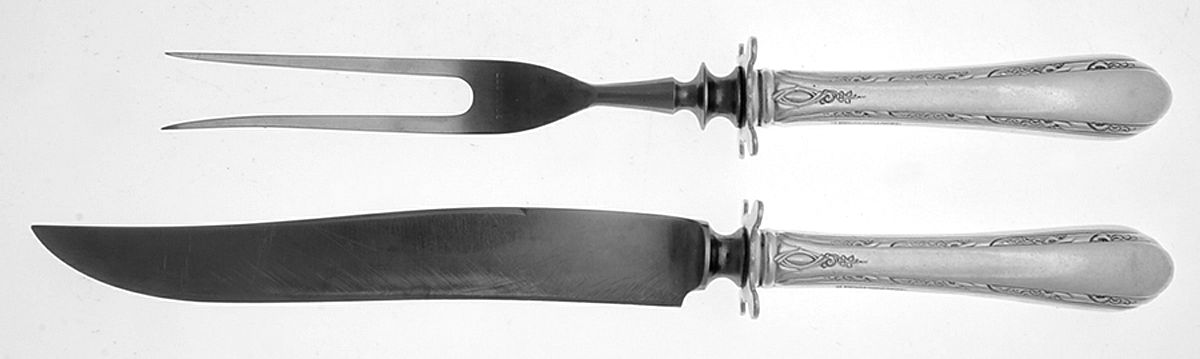 Chased Diana (Sterling, 1928, No Monos) 2 Piece Small Carving Set W/ Sterling Guard by Towle Silver-1