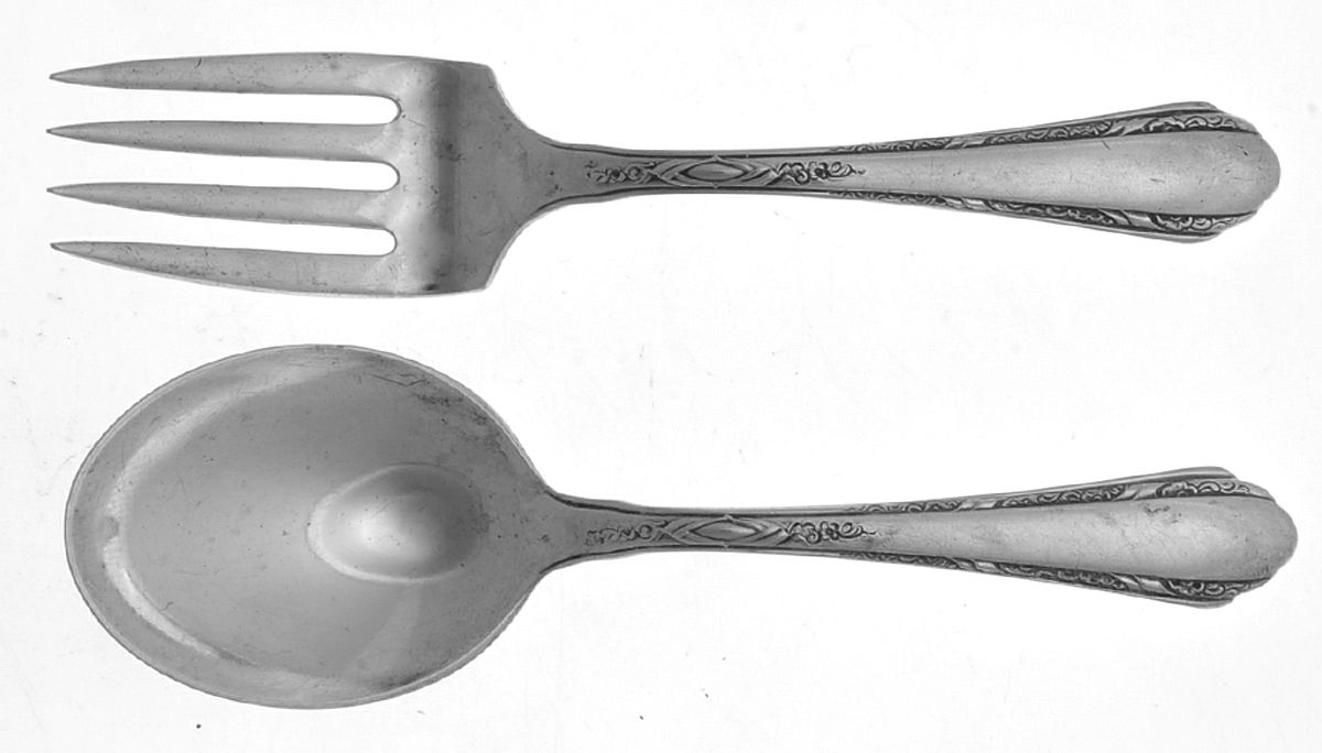 Chased Diana (Sterling, 1928, No Monos) 2 Pc Baby Set (BF, BS) by Towle Silver-1