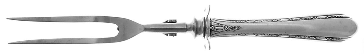 Chased Diana (Sterling, 1928, No Monos) Lg Carving/Roast Fork-Stn Prong w/Sterling Guard by Towle Silver-1
