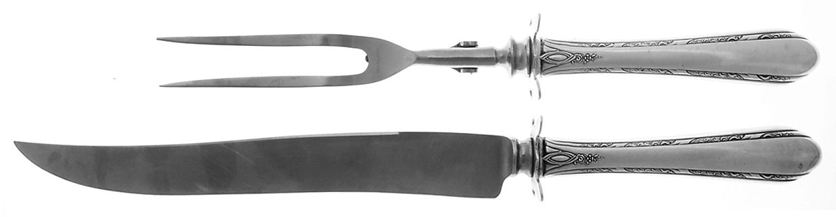 Chased Diana (Sterling, 1928, No Monos) (2 Pc)Carving Set-Lg Stnbl/Roast w/Sterling Guard by Towle Silver-1
