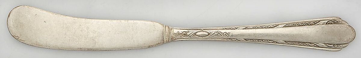 Chased Diana (Sterling, 1928, No Monos) Flat Handle Butter Spreader by Towle Silver-1
