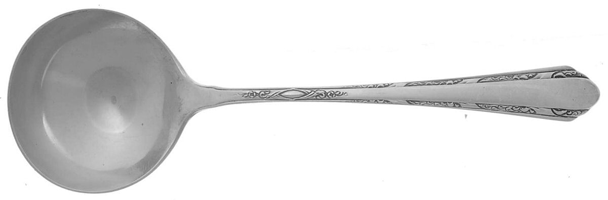 Chased Diana (Sterling, 1928, No Monos) Round Bowl Soup Spoon (Bouillon) by Towle Silver-1