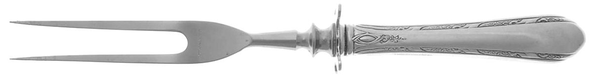 Chased Diana (Sterling, 1928, No Monos) Small Steak Carving Fork with Stainless Prongs by Towle Silver-1