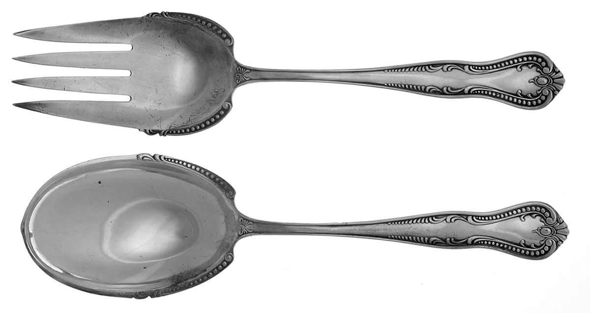 Chester (Silverplate, 1888) (2 Pc) Solid Salad Set by Towle Silver-1