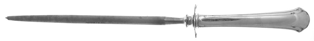 Chippendale (Sterling, 1937) Large Knife Sharpener-Steel Rod w/Sterling Guard by Towle Silver-1