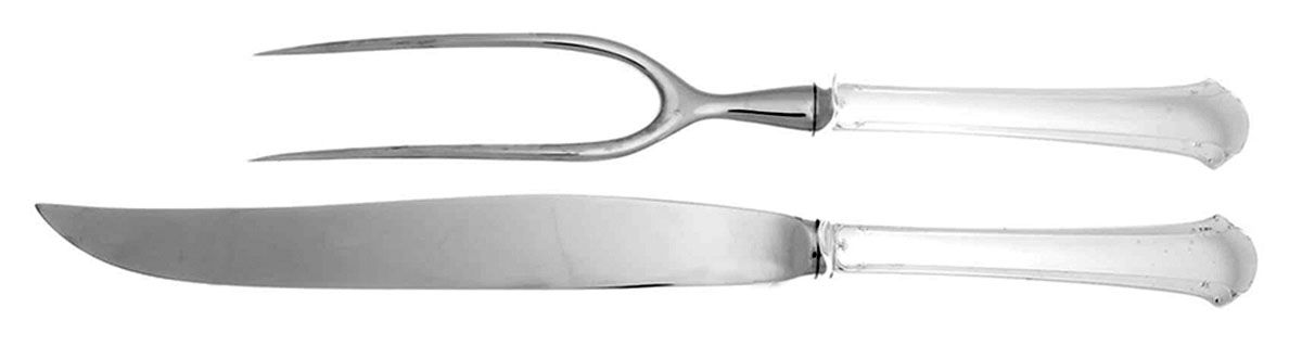 Chippendale (Sterling, 1937) 2pc Large Roast Carving Set-Stnl w/Sterling Guard by Towle Silver-1