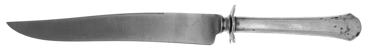 Chippendale (Sterling, 1937) Large Carving/Roast Knife StnlBl w/Sterling Guard by Towle Silver-1