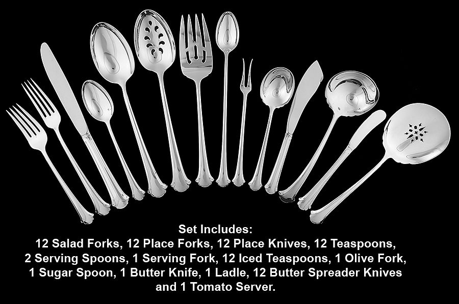 Chippendale (Sterling, 1937) 80 Piece Set by Towle Silver-1