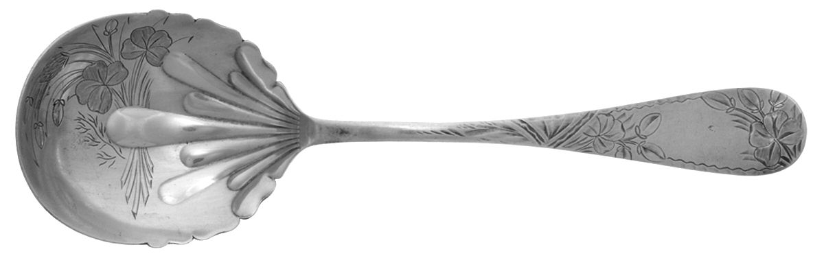 Clover (Sterling, 1887) Large Bright Cut Jelly Spoon by Towle Silver-1