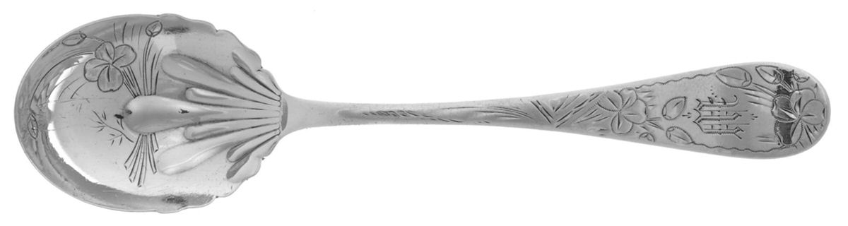 Clover (Sterling, 1887) Bright Cut Bowl Sugar Spoon by Towle Silver-1